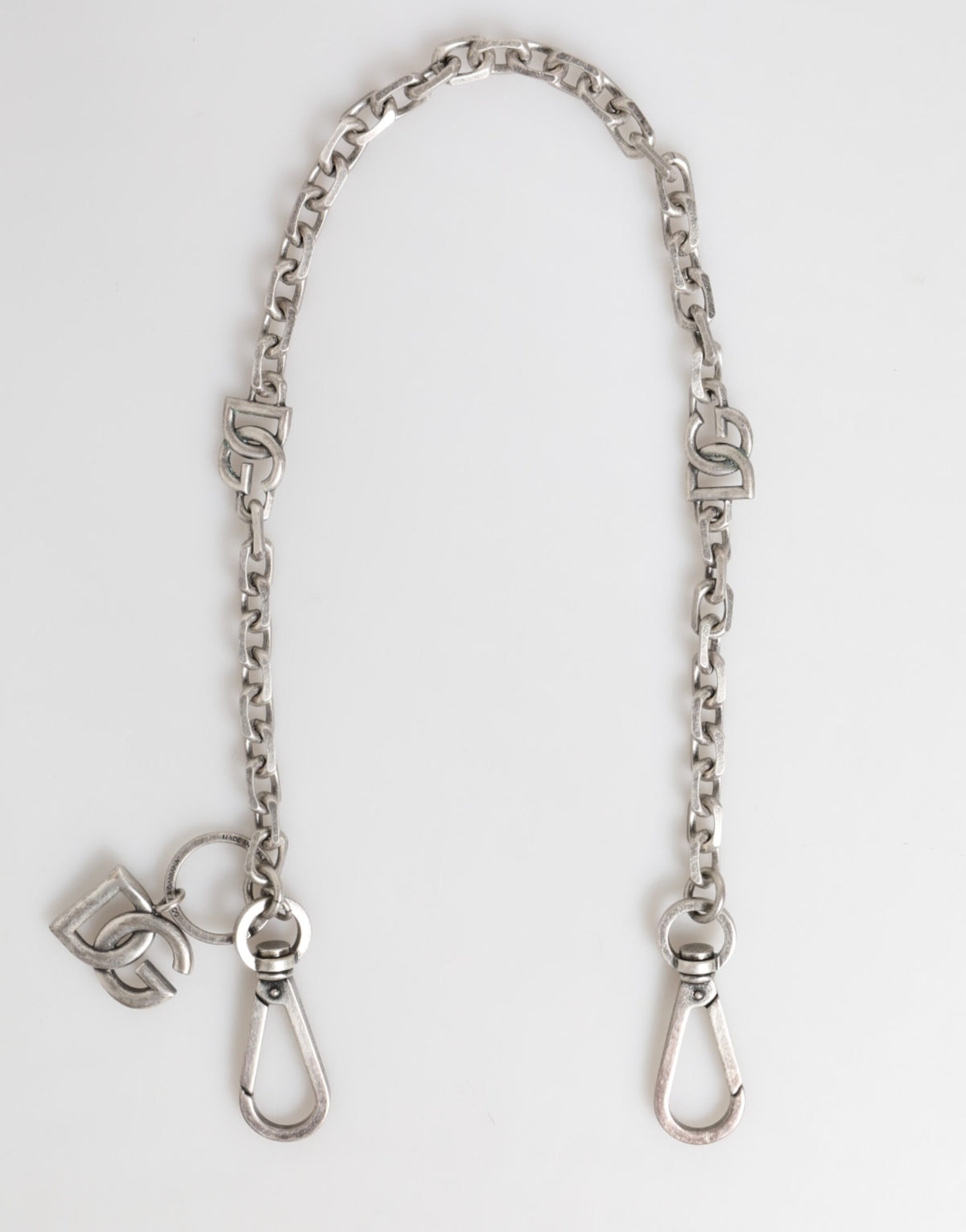 Dolce & Gabbana Silver Tone Brass DG Logo Detailing Chain Men Necklace