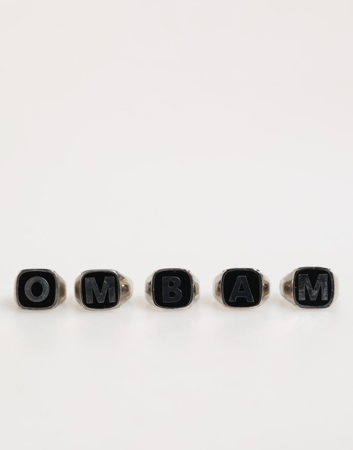 Dolce & Gabbana Silver Tone Brass Lettering Set 5 Pieces Adjustable Ring
